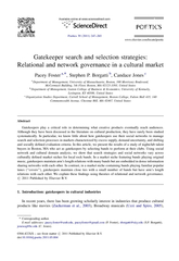 Gatekeeper search and selection strategies:Relational and network governance in a cultural