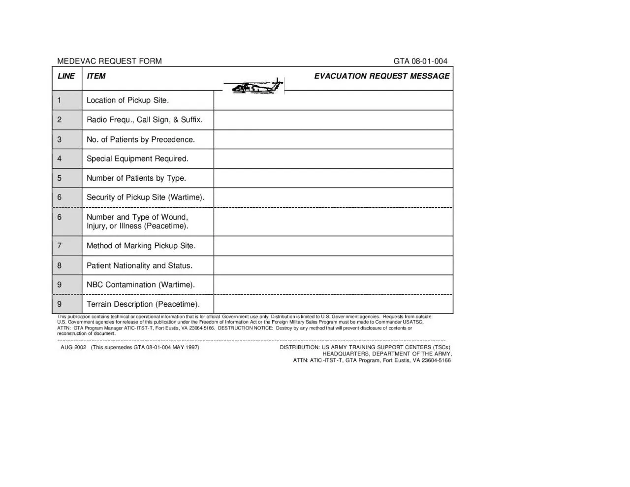 MEDEVAC REQUEST FORM