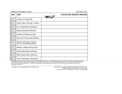 MEDEVAC REQUEST FORM