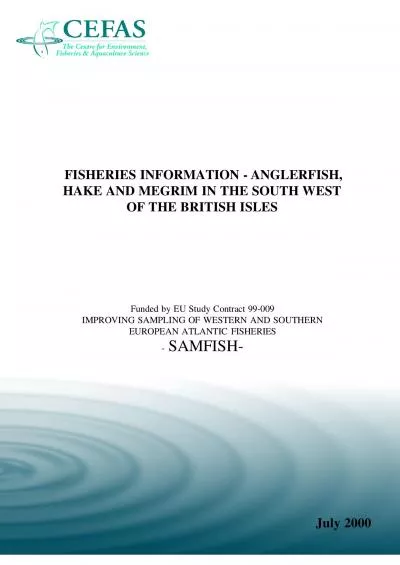 FISHERIES INFORMATION  ANGLERFISHHAKE AND MEGRIM IN THE SOUTH WESTOF