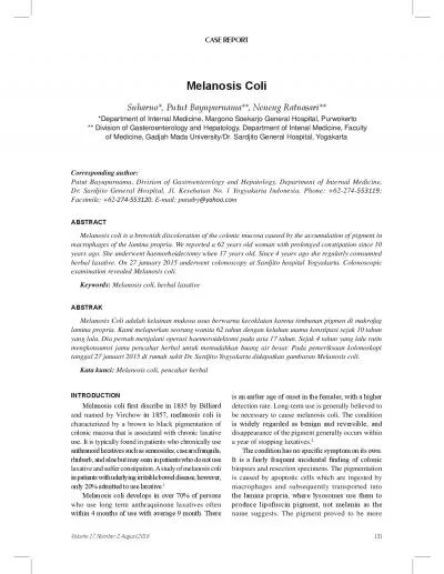 Volume 17 Number 2 August 2016131  Division of Gasteroenterology a