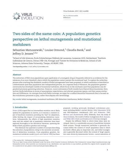 TwosidesofthesamecoinApopulationgeneticsperspectiveonlethalmutagenesi