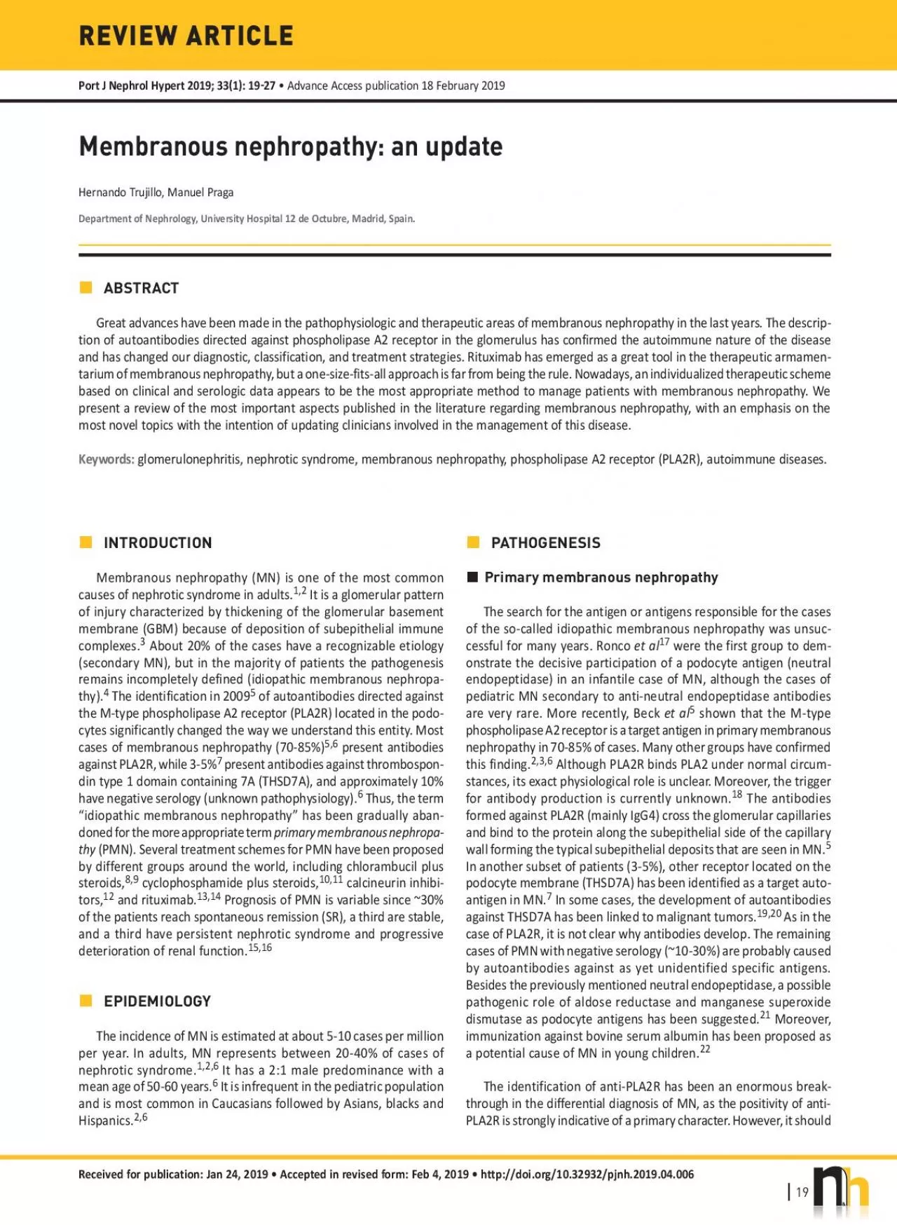 PDF-Membranous nephropathy an updateHernando Trujillo Manuel PragaDepart