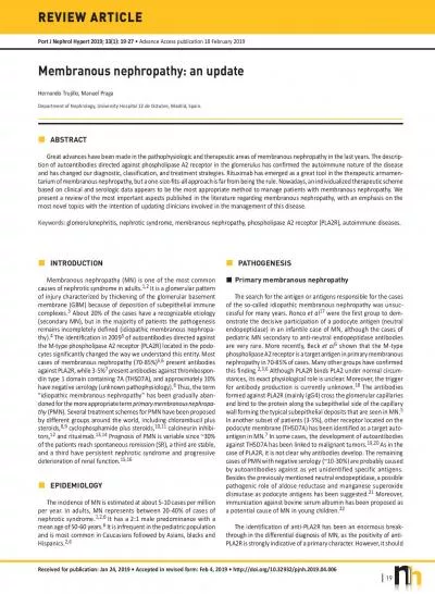 Membranous nephropathy an updateHernando Trujillo Manuel PragaDepart