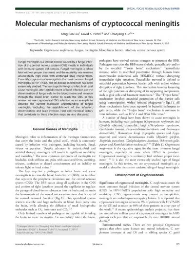 MolecularmechanismsofcryptococcalmeningitisTongBaoLiuDavidSPerlinan