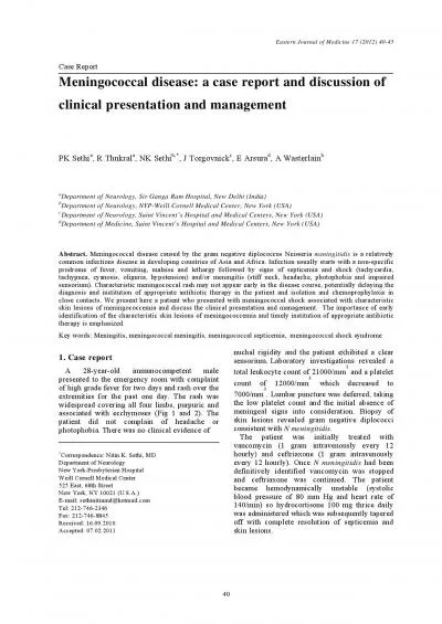 PK Sethi et al  Meningococcal disease