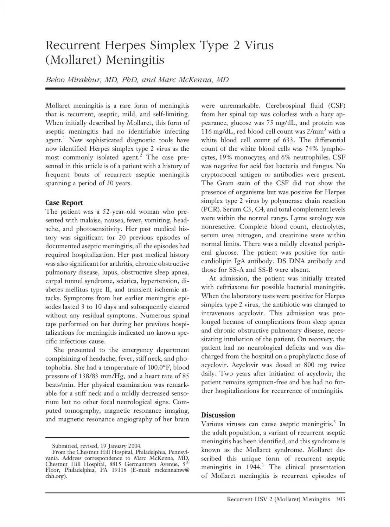 PDF-RecurrentHerpesSimplexType2VirusMollaretMeningitisBelooMirakhurMDP