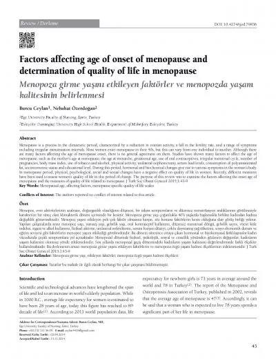 Factors affecting age of onset of menopause and Menopoza girme yan