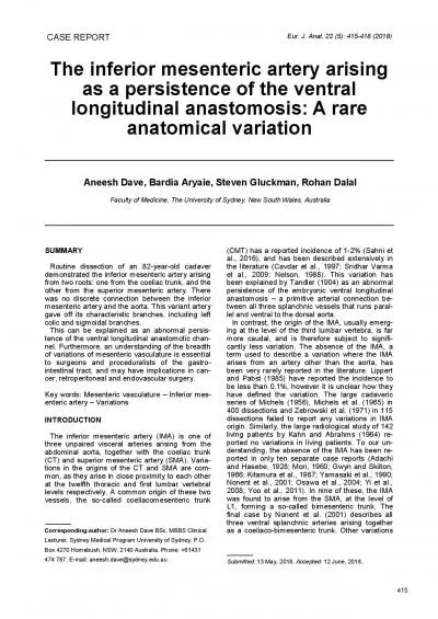 The inferior mesenteric artery arising