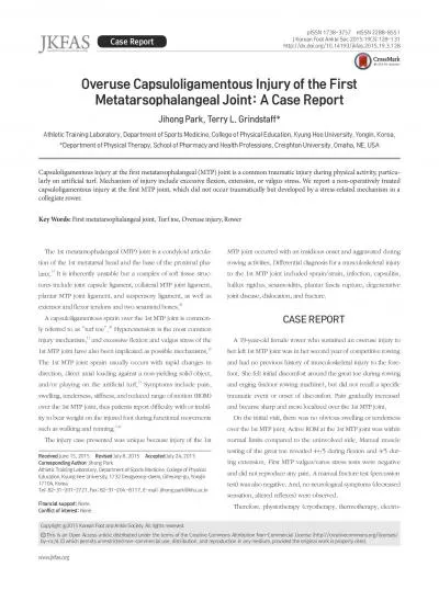 wwwjkfasorgJihong Park et al Overuse Injury of the 1st MTP Joint