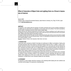 Effect of Interaction of Object Color and Lighting Color on a Person&#