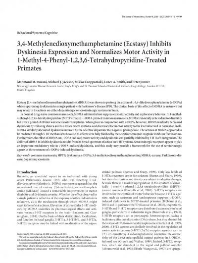 34MethylenedioxymethamphetamineEcstasyInhibitsDyskinesiaExpression