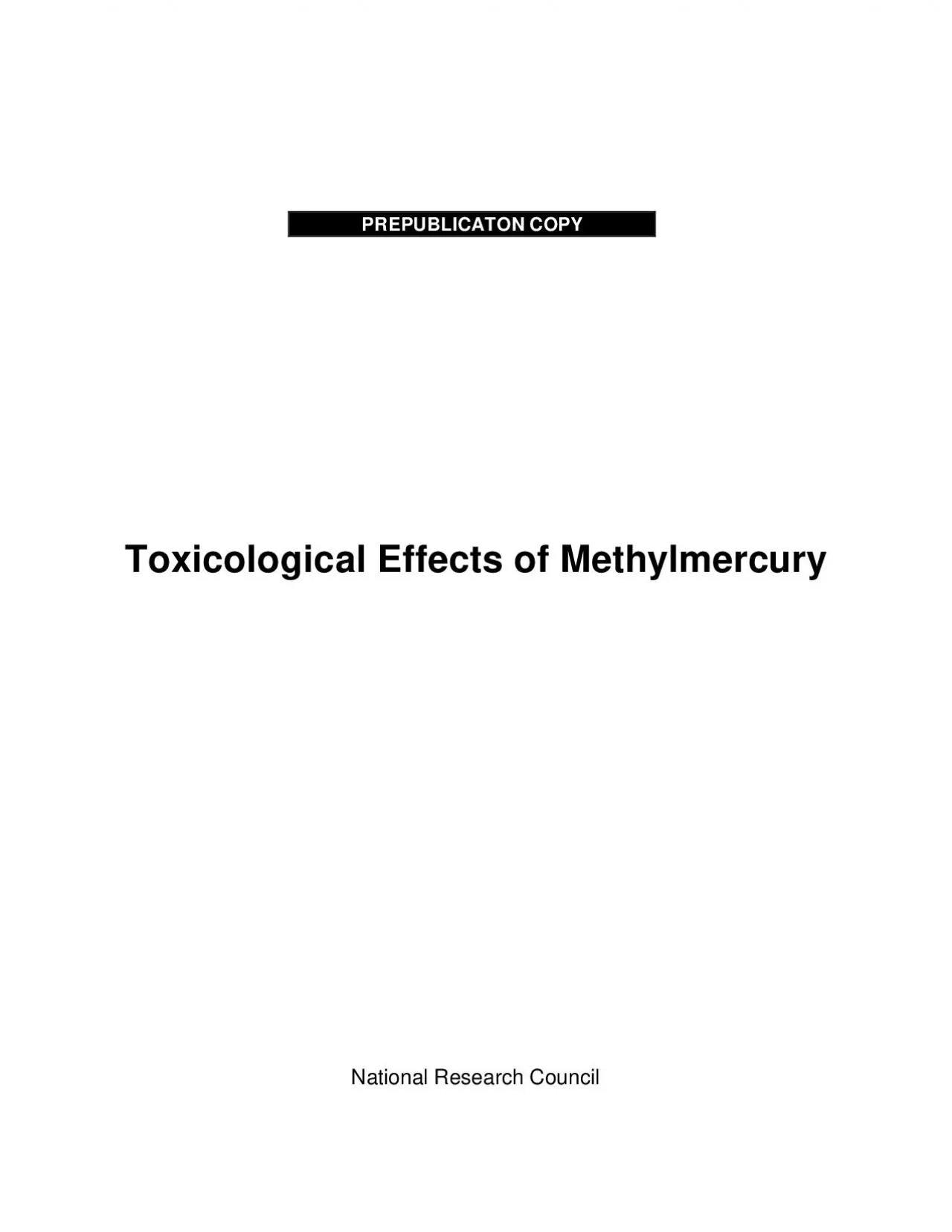 PDF-Toxicological Effects of MethylmercuryNational Research Council