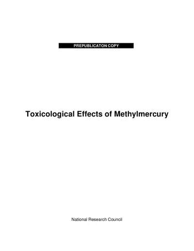 Toxicological Effects of MethylmercuryNational Research Council