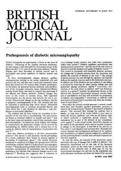 BRITISHMEDICALJOURNALLONDONSATURDAY18JUNE1977Pathogenesisofdiabeticmi