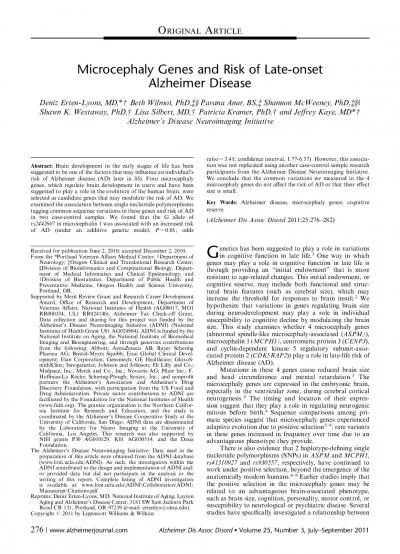 MicrocephalyGenesandRiskofLateonsetAlzheimerDiseaseDenizErtenLyonsM