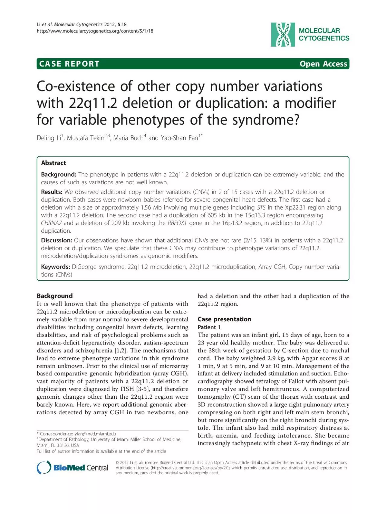 PDF-CASEREPORTOpenAccessCoexistenceofothercopynumbervariationswith22q112