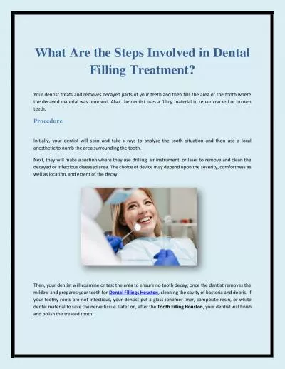 What Are the Steps Involved in Dental Filling Treatment?