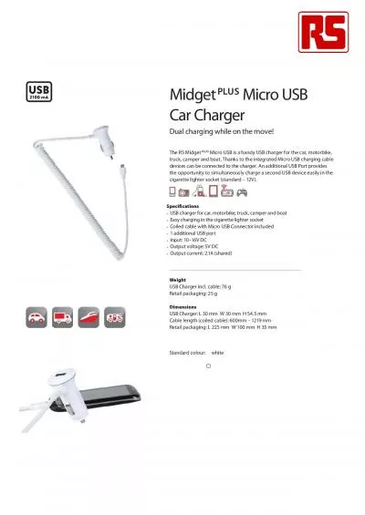 Midget PLUS Micro USB Car ChargerDual charging while on the moveThe R