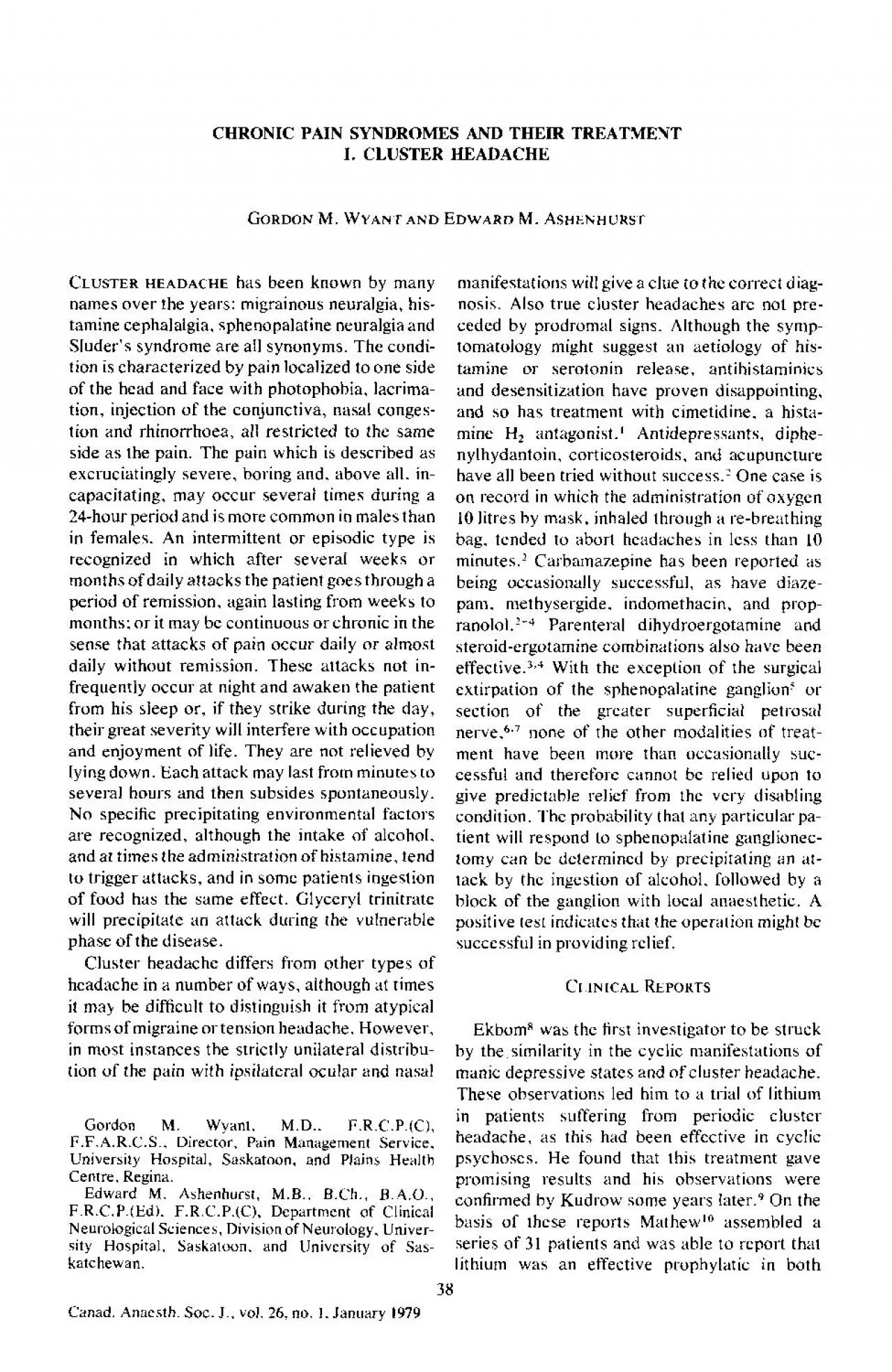 PDF-AND THEIR migrainous neuralgia Sluders syndrome face with tion inje