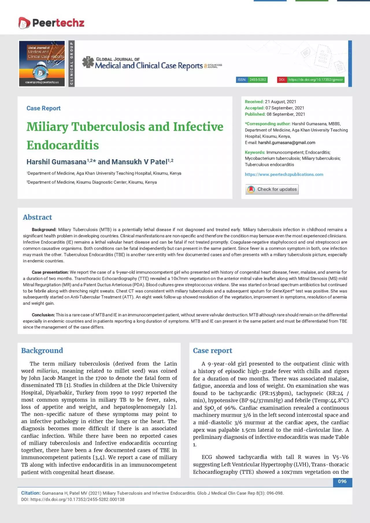 PDF-Gumasana H Patel MV 2021 Miliary Tuberculosis and Infective Endocar