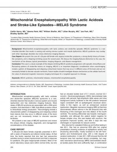 MitochondrialEncephalomyopathyWithLacticAcidosisandStrokeLikeEpisodes