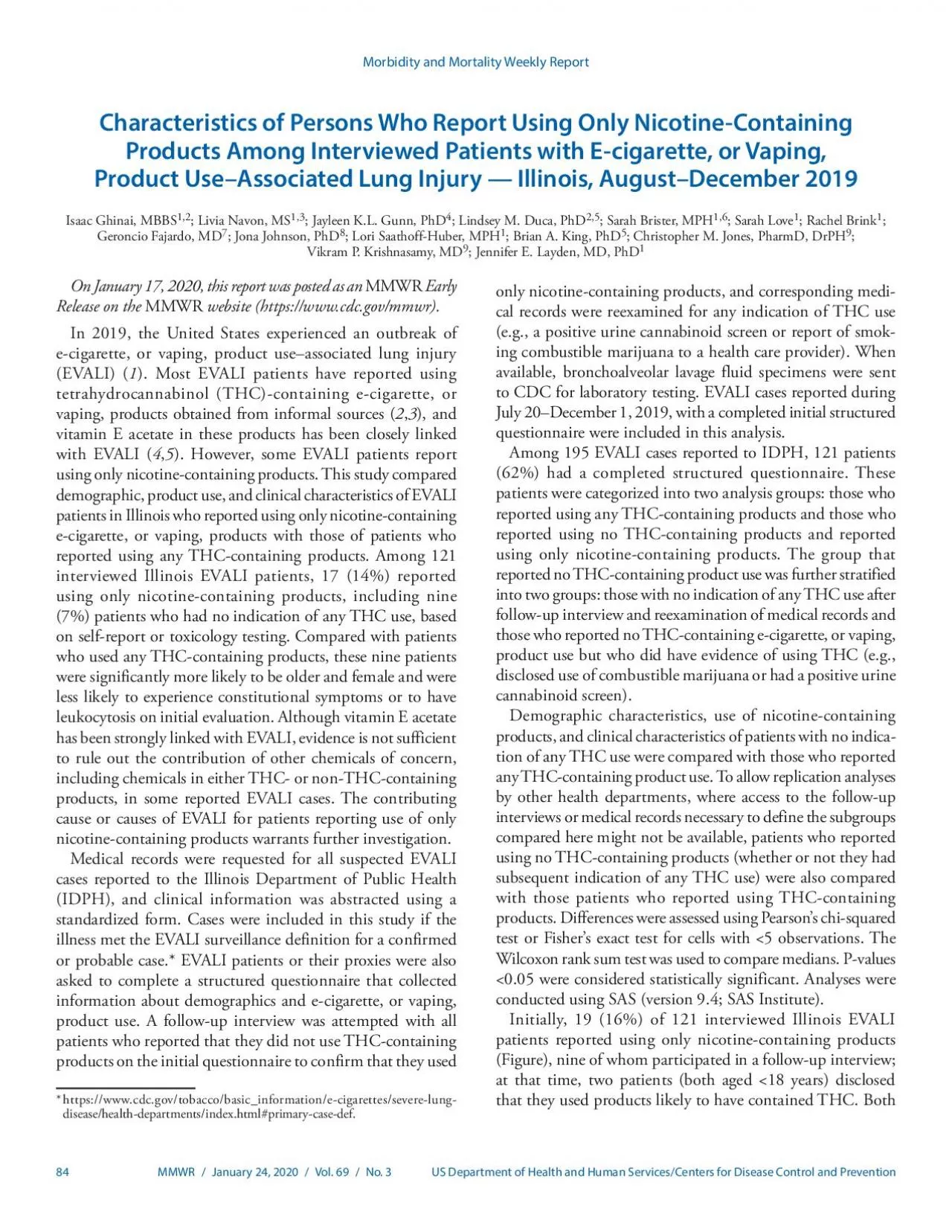 PDF-Morbidity and Mortality Weekly Report 84 MMWR January 24 2020 Vol