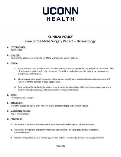 x0000x0000Page of CLINICAL POLICYCare of the Mohs Surgery Patien