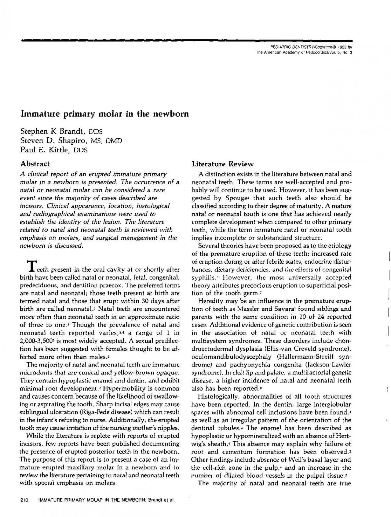 PDF-Tabl Summar Case MolarAutho Teet HistologicaNeonata Max Mand Numbe Ide