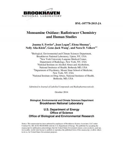 1077782015Monoamine Oxidase Radiotracer Chemistryand Human StudiesJoa