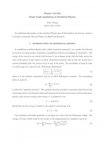 Physics115242MonteCarlosimulationsinStatisticalPhysicsPeterYoungDate