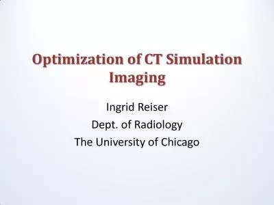 Optimization of CT Simulation