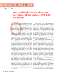 Nerds and Geeks: Society픀s EvolvingStereotypes of Our Students