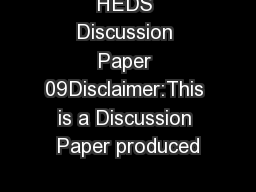 HEDS Discussion Paper 09Disclaimer:This is a Discussion Paper produced