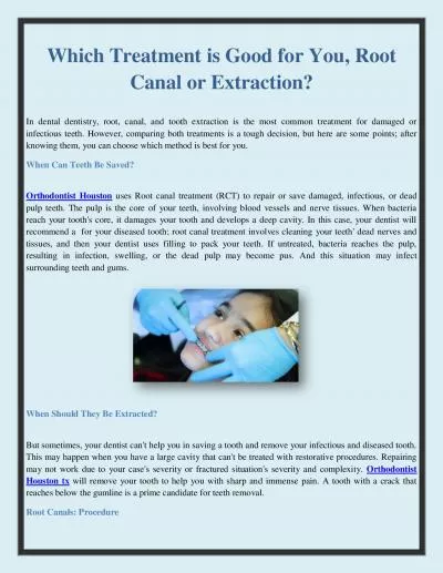 Which Treatment is Good for You, Root Canal or Extraction?