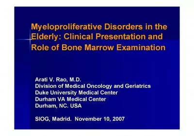 Myeloproliferative Disorders in the