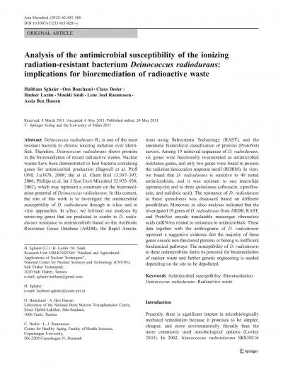 ORIGINALARTICLEAnalysisoftheantimicrobialsusceptibilityoftheionizingra