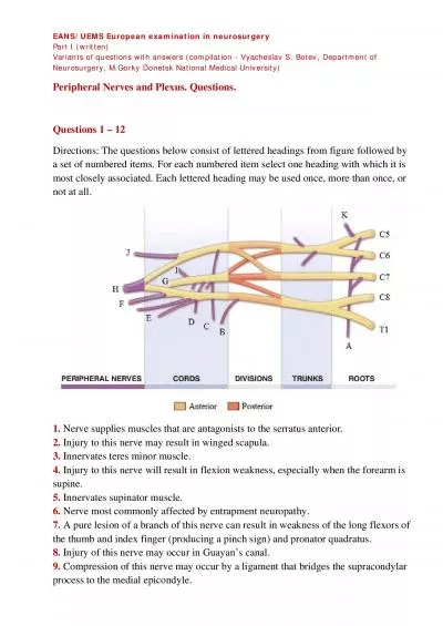 EANSUEMS European examination in neurosurgeryPart I written Variant