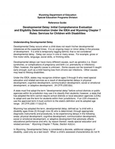 Wyoming Department of EducationSpecial Education Programs DivisionRefe