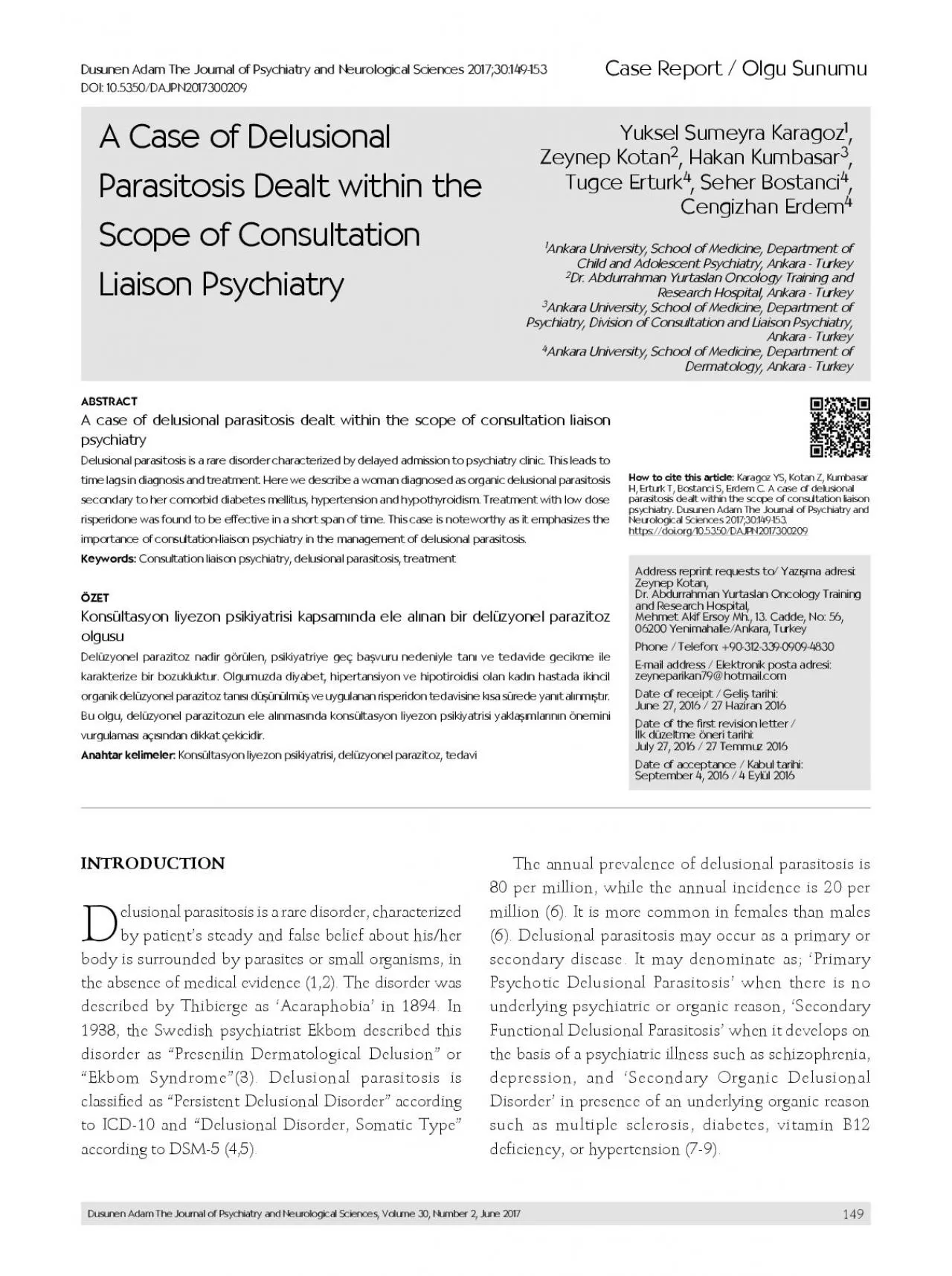 PDF-A case of delusional parasitosis dealt within the scope of consultatio