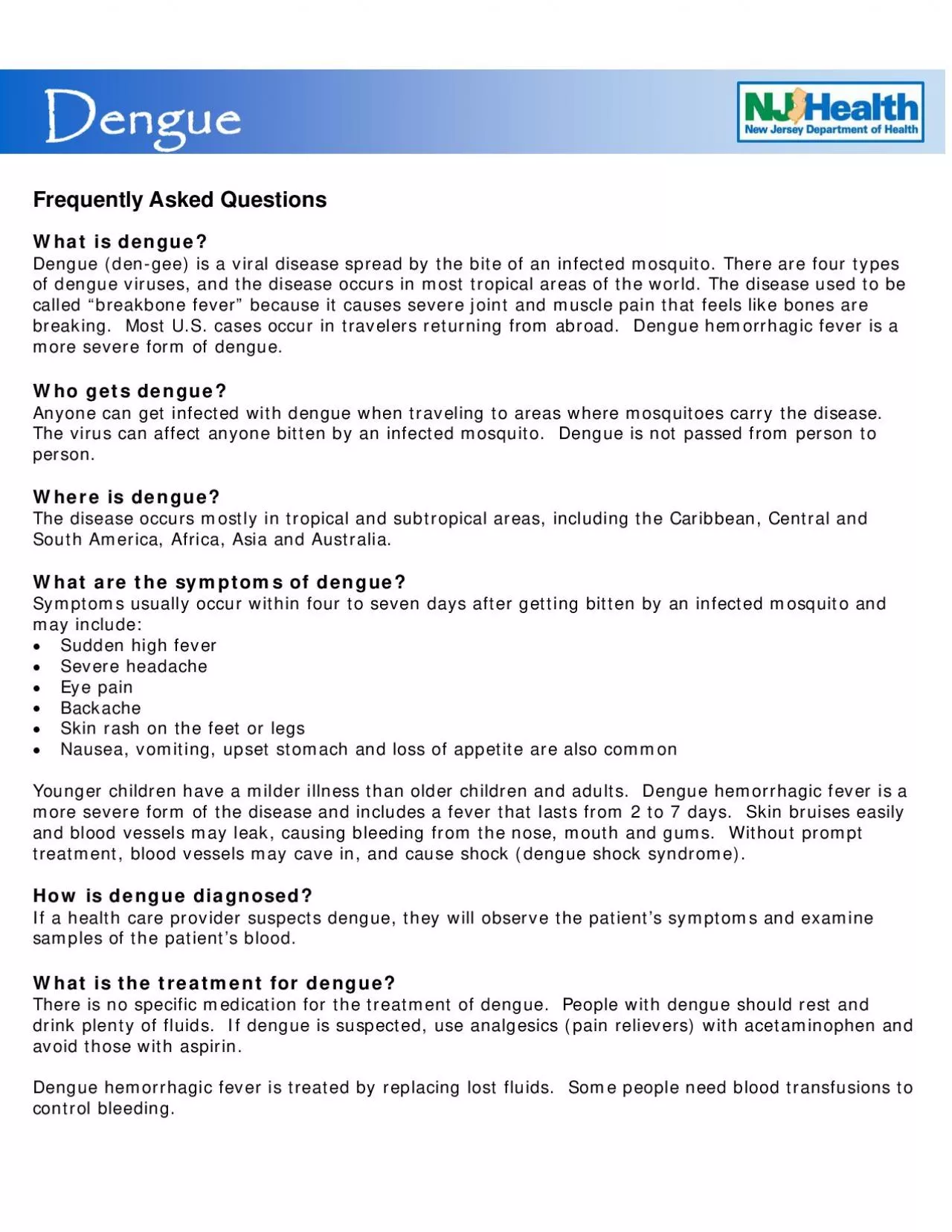 PDF-Frequently Asked Questions Dengue dengee is a viral disease spread