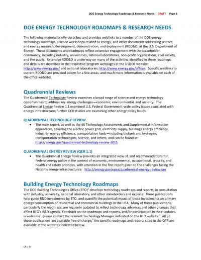 x0000x0000DOE Energy Technology Roadmaps Research NeedsDRAFT