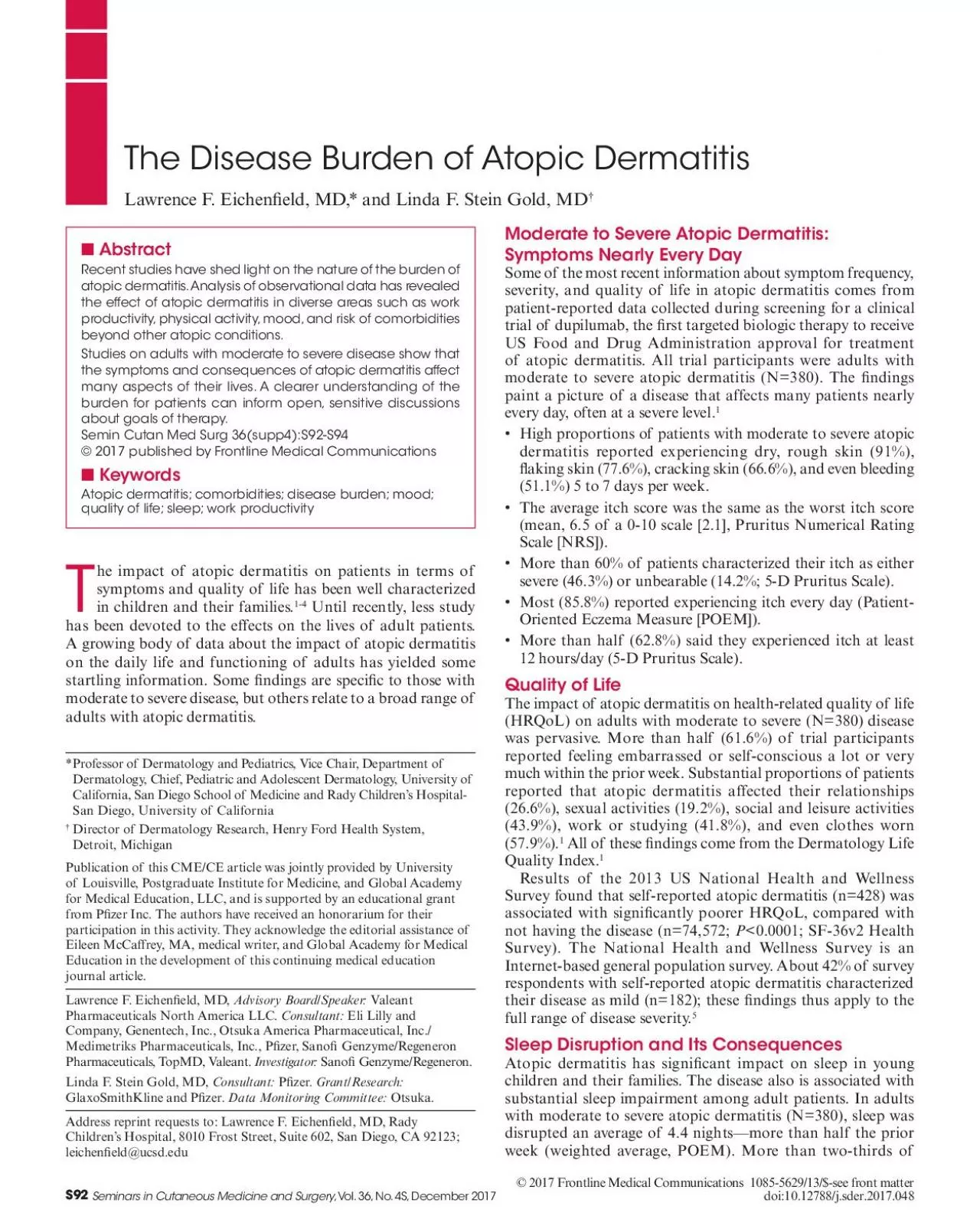 adults with selfreported atopic dermatitis n349 compared with non