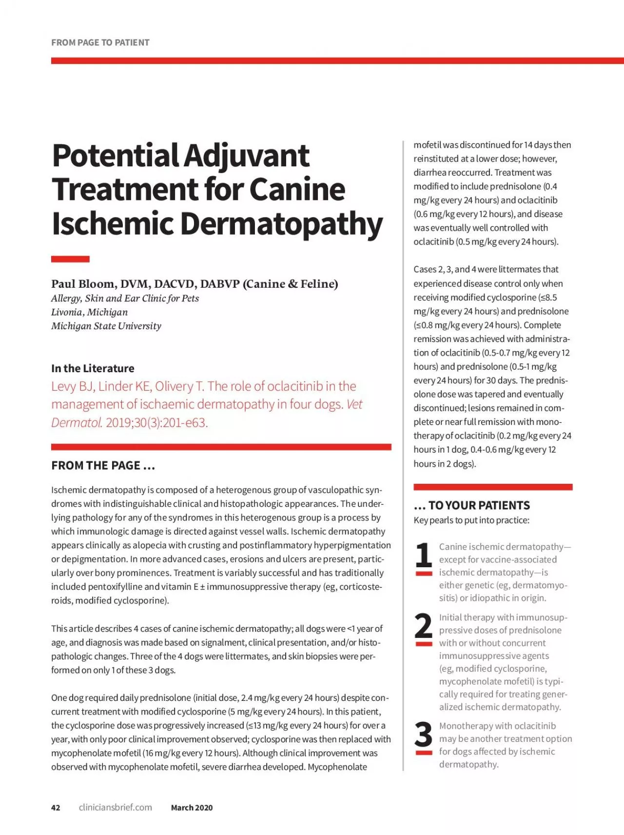 PDF-Potential AdjuvantTreatment for CanineIschemic DermatopathyPaul Bloom