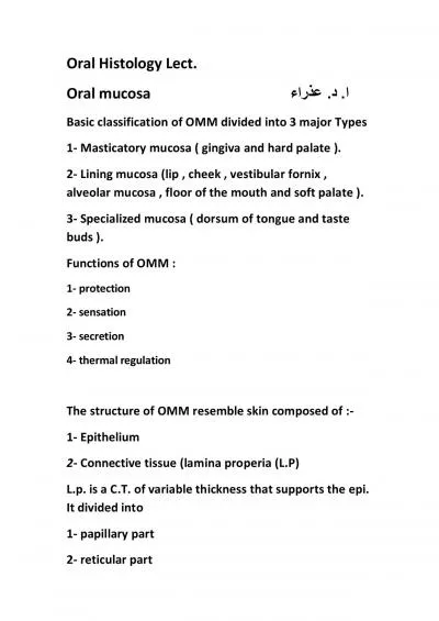 Oral Histology Lect