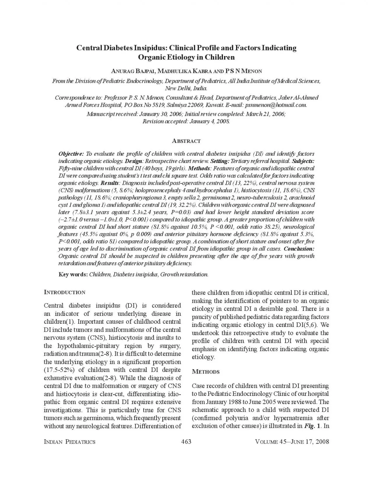 PDF-Central Diabetes Insipidus Clinical Profile and Factors IndicatingOrg