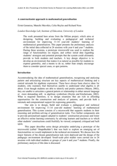 algebra. Other researchers (Warren and Cooper 2008) report how student