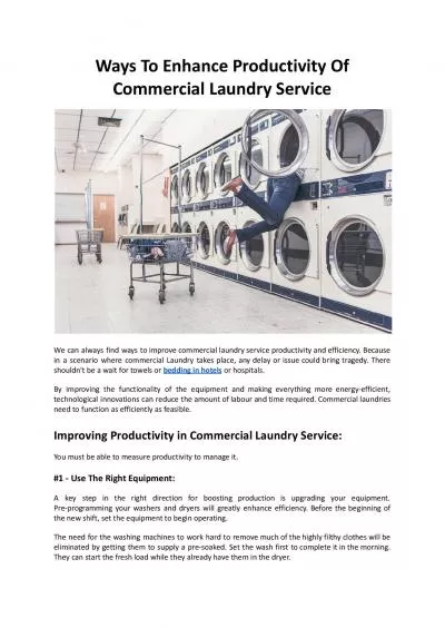 Ways To Enhance Productivity Of Commercial Laundry Service - Hello Laundry