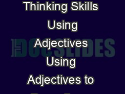 Writing  Step By Step Instructions  Level C Learning and Thinking Skills  Using Adjectives