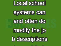 Technology Facilitator Job Description Local school systems can and often do modify the